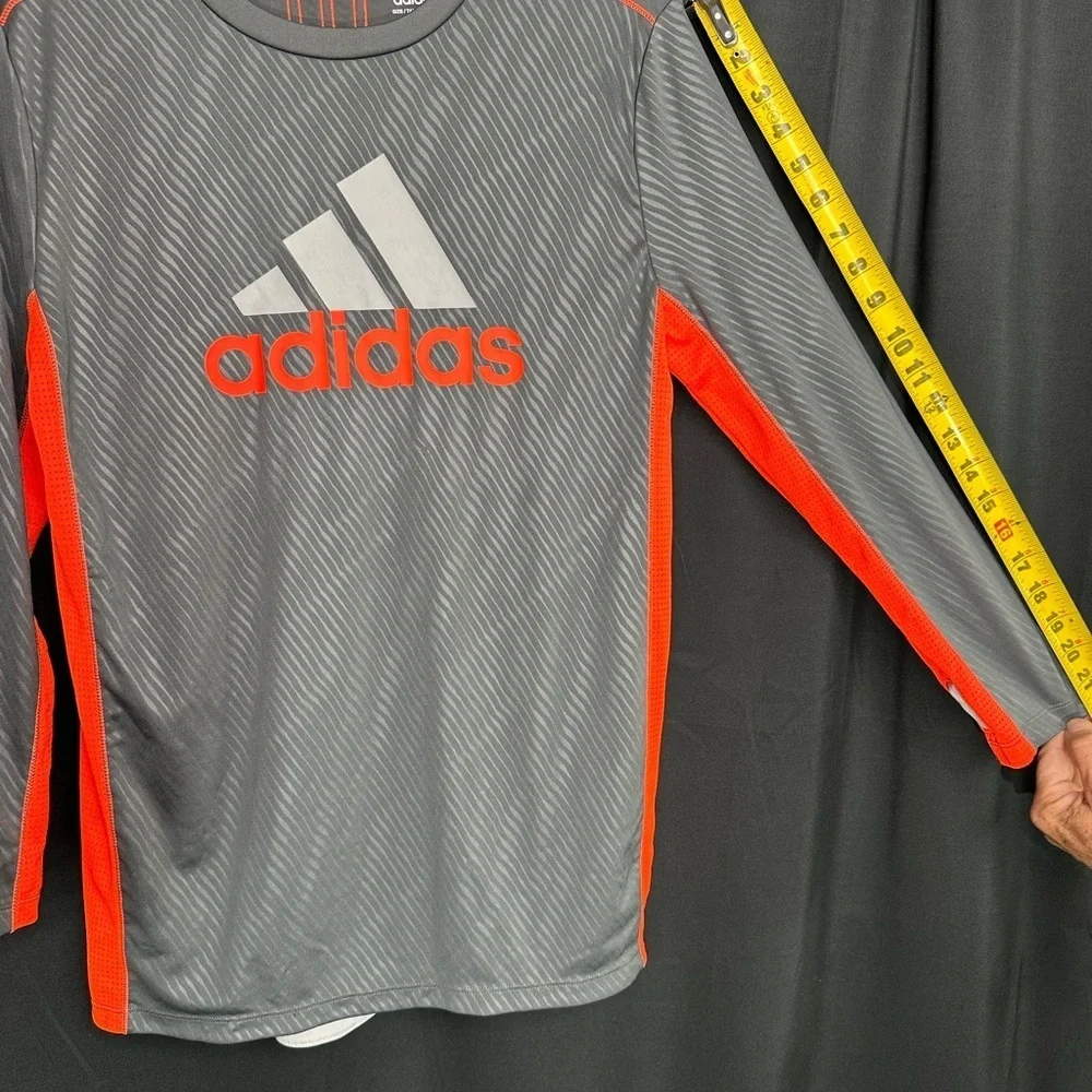 Adidas Gray and Red Long Sleeve Shirt size 14/16 pre owned Exellent condition